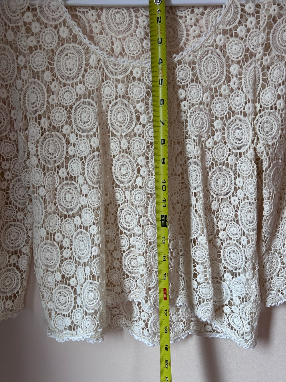 Cotton Lace Crochet Scoop Neck Top in Cream - Picture 7 of 7